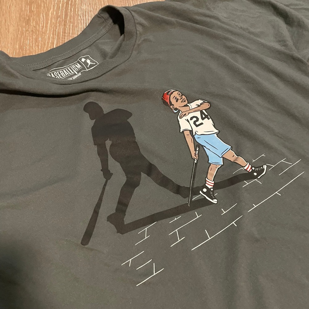 Baseballism Ken Griffey Jr Mens T-Shirt XXL Gray Poly Cotton Graphic Swing Tee
